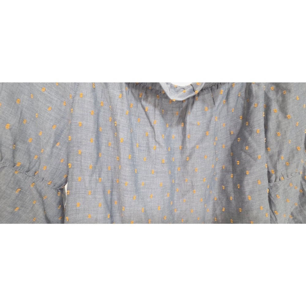Bobeau Martha Off The Shoulder Boho Chambray Clip Dot Top Blue Yellow Medium - Picture 2 of 8